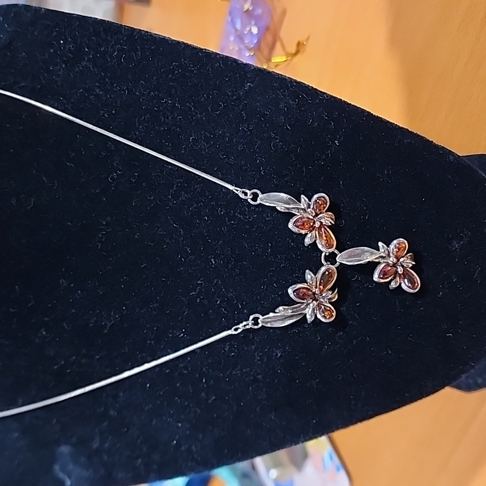 Baltic Amber Sterling Silver 925  18" Necklace